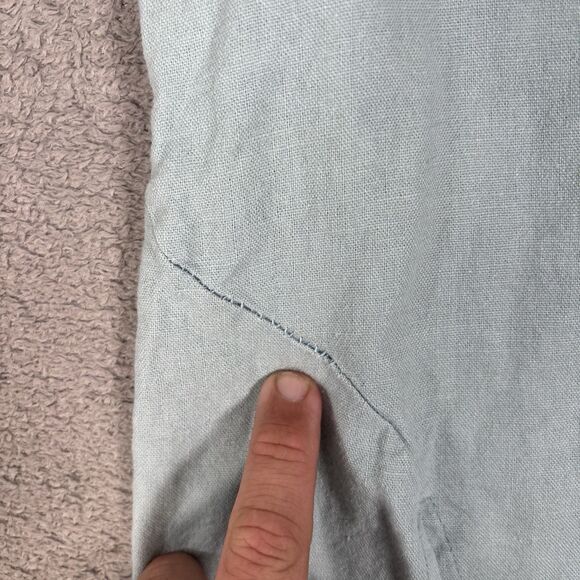 Baletti Vitorino Top Women’s Size M Leaf Applique Slit Hem Powder Blue Bohemian - Picture 4 of 13